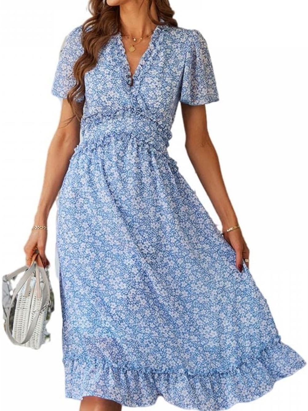 Blue Floral Midi Dress